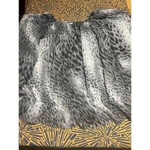 Venezia Womens Blouse Plus 18/20 Gray Black Loose Fit Animal Print Made in USA